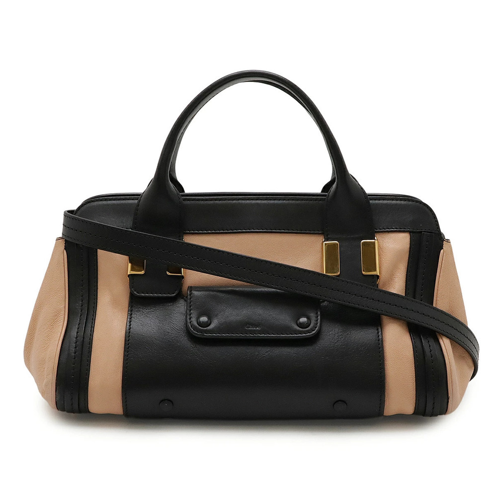Chloe Alice Crossbody Two Tone Bicolor Leather Pink Beige Cream Black